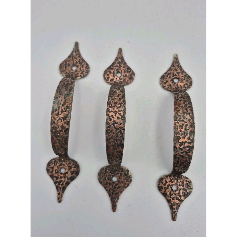 Vintage 3 Mission Arts & Crafts Copper Drawer Pull Cabinet Handle Hardware